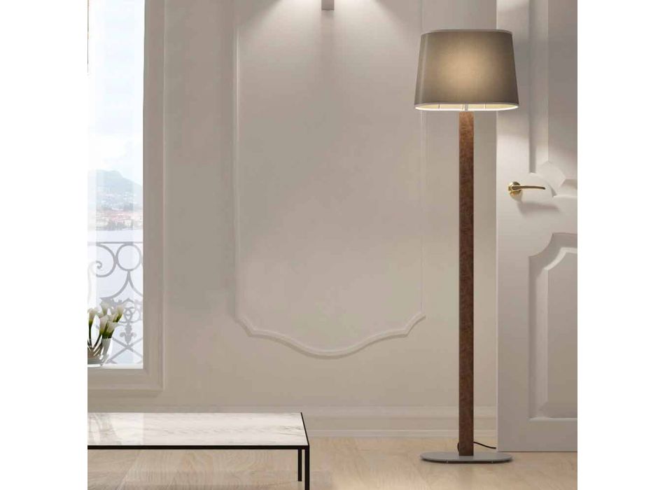 Golvlampa i modern design i metall med lampskärm av tyg Made in Italy - Jump Viadurini