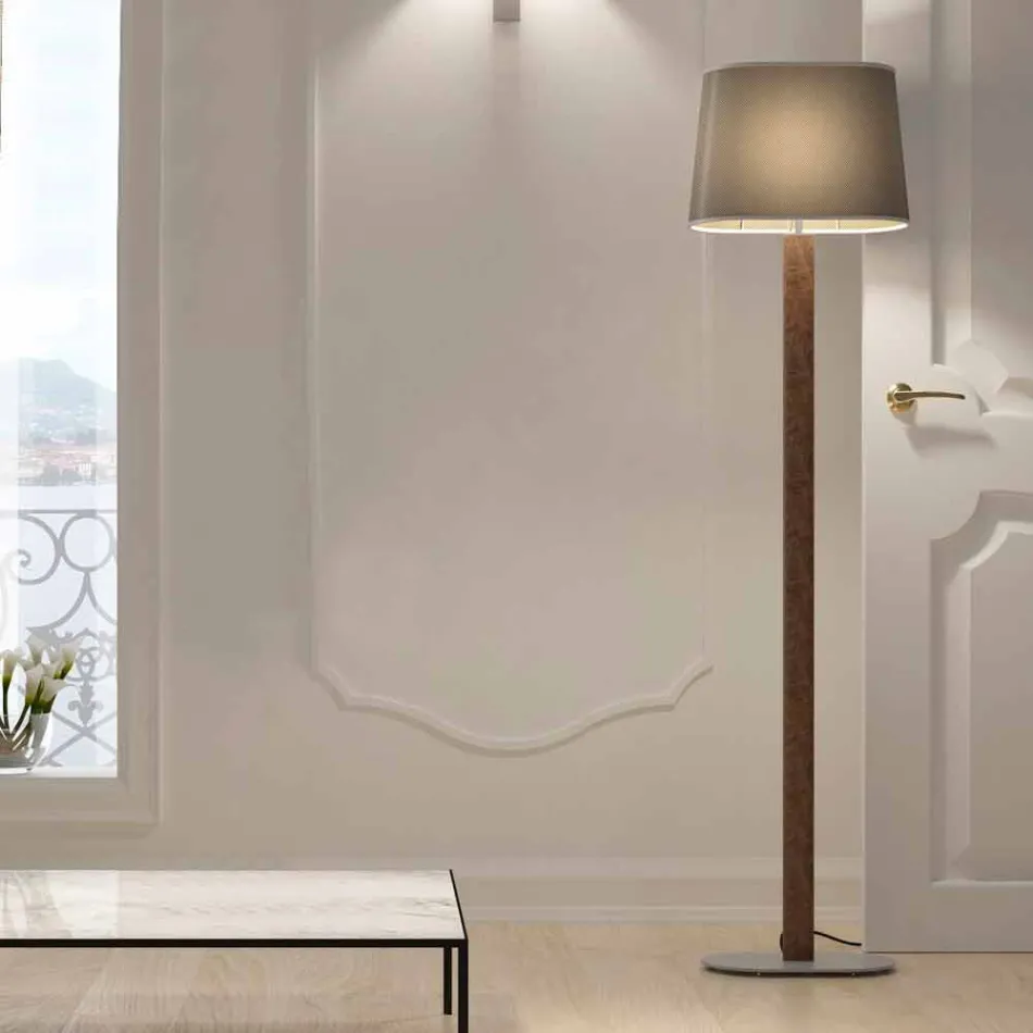 Golvlampa i modern design i metall med lampskärm av tyg Made in Italy - Jump Viadurini