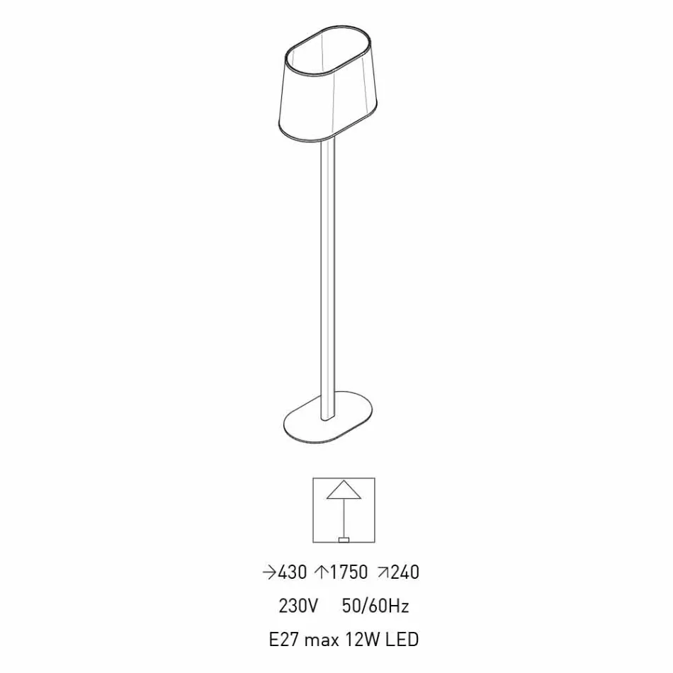 Golvlampa i modern design i metall med lampskärm av tyg Made in Italy - Jump Viadurini