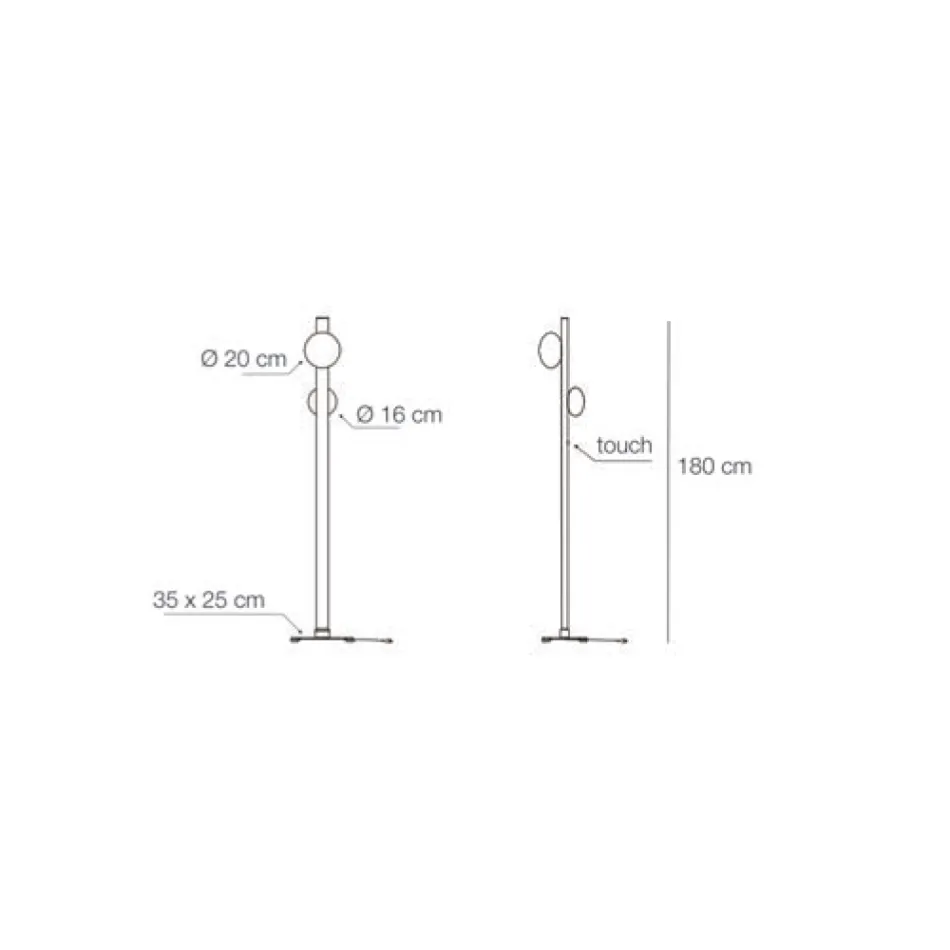 Alma golvlampa i aluminium och vitblåst glaslampa Viadurini