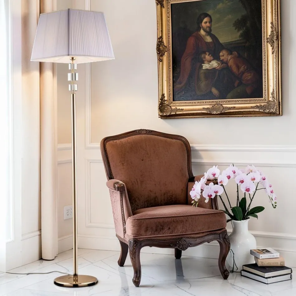 Kristall golvlampa med italiensktillverkad lampskärm - Innsbruck Viadurini