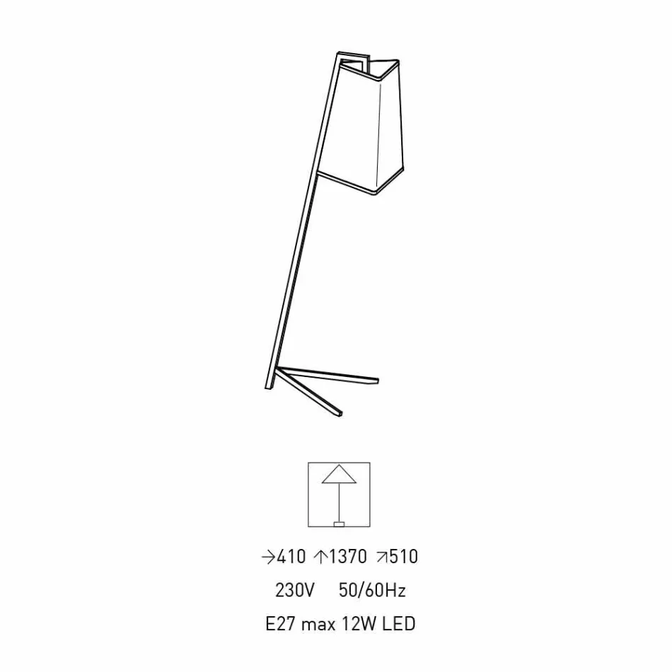 Golvlampa i metall med modern vit bomullsskärm Tillverkad i Italien - Barton Viadurini