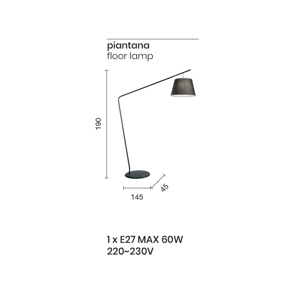Metallgolvlampa med Pvc-skärm täckt av tyg - Adriana Viadurini