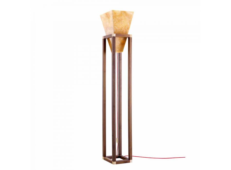 Golvlampa i onyx och design trä Grilli York tillverkad i Italien Viadurini