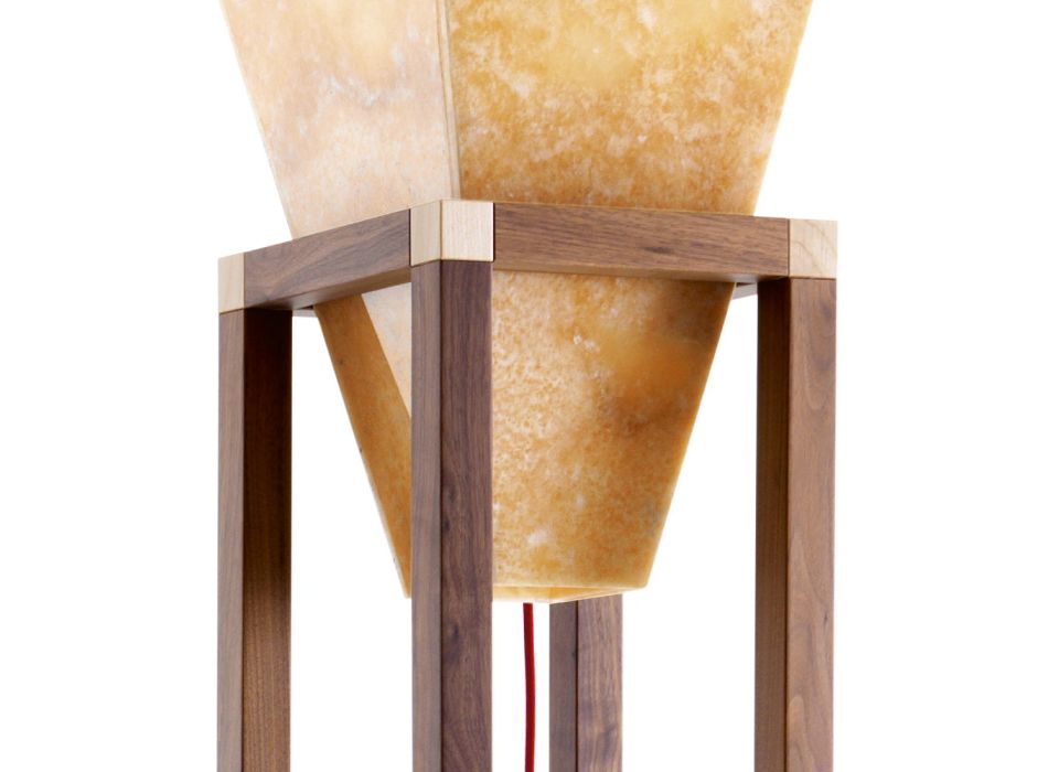 Golvlampa i onyx och design trä Grilli York tillverkad i Italien Viadurini