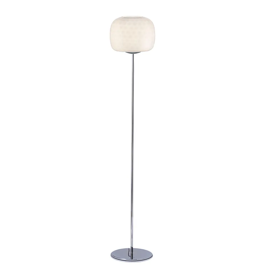 Golvlampa i glas med två ytbehandlingar och metallram Tillverkad i Italien - Brera Viadurini