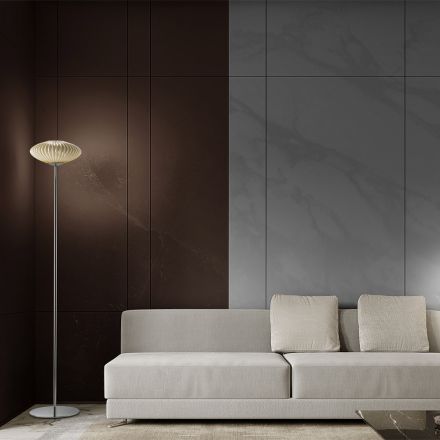 Ribbad och handblåst golvlampa i venetiansk glas - Dafne Viadurini