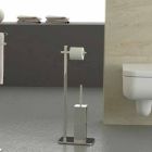 Modern design järnstativ för toalettborste och rulle Tillverkad i Italien - Cali Viadurini