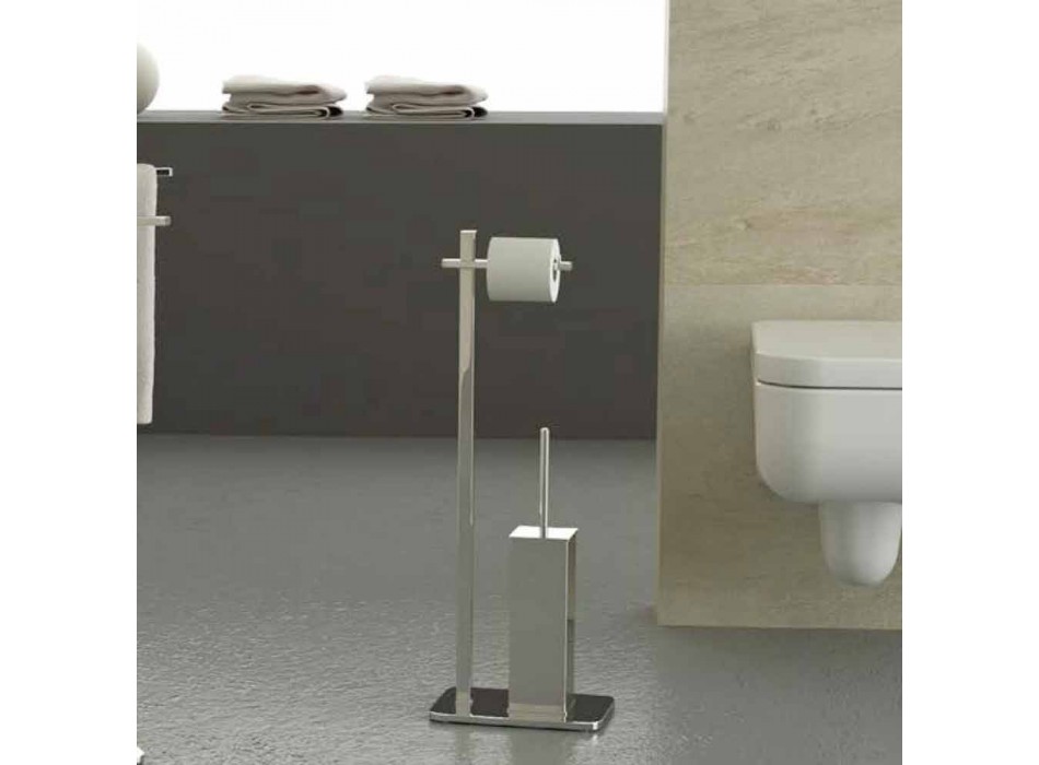 Modern design järnstativ för toalettborste och rulle Tillverkad i Italien - Cali Viadurini
