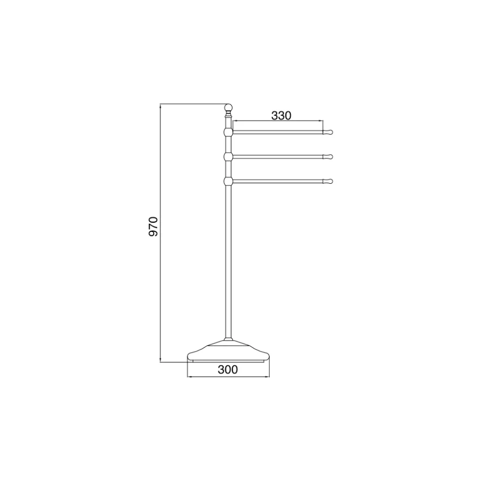 Vintage 3-armad handdukshållare i mässing och keramik - Lyon Viadurini
