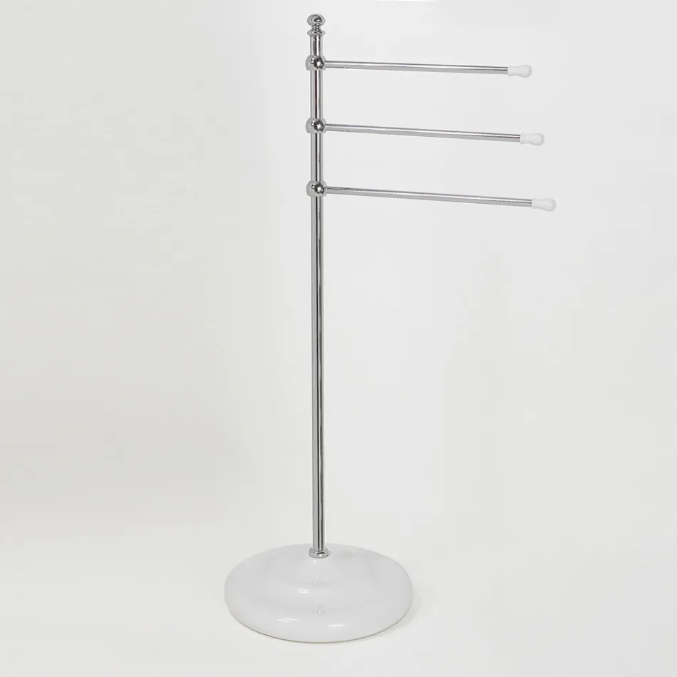 Vintage 3-armad handdukshållare i mässing och keramik - Lyon Viadurini