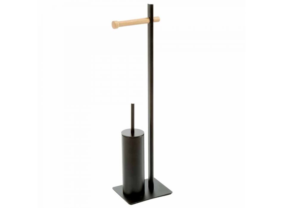 Toalettborstehållare och designpapper i Zelbio-metall och trä Viadurini