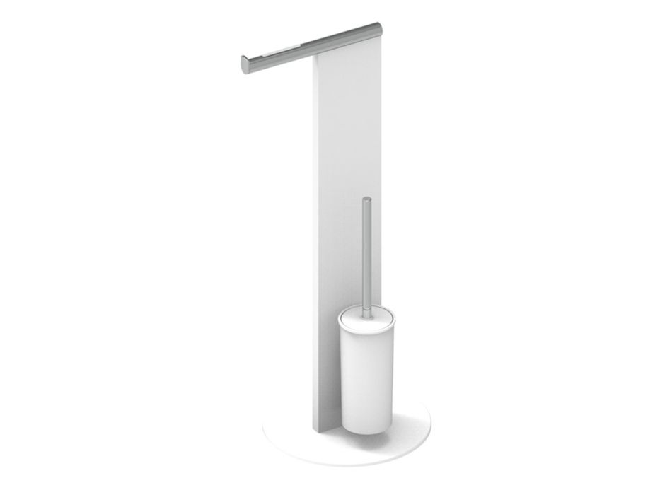Stående toalettborsthållare och badrulle i vit eller svart aluminium - Alcade Viadurini
