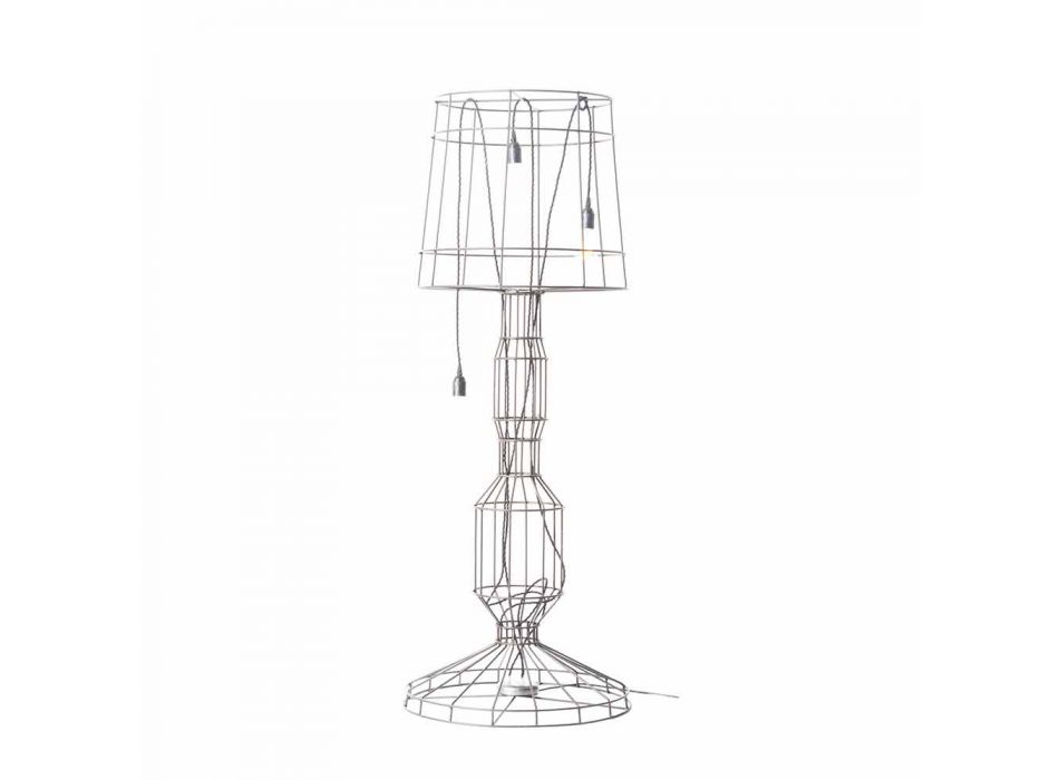 Vardagsrum Golvlampa 3 lampor i vit eller naturlig metall Minimal stil - Styling Viadurini