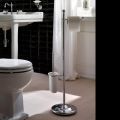 Vintage golvlampa med pappershållare och toalettborsthållare i mässing och keramik - Caen