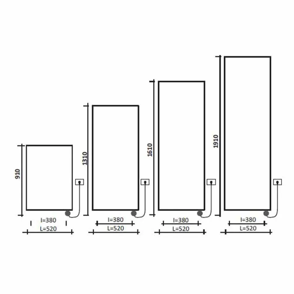 Elektrisk strålningsplatta Modern väggkylare upp till 1000 W - böjd Viadurini