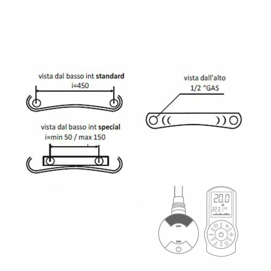 Elektrisk strålningsplatta Modern väggkylare upp till 1000 W - böjd Viadurini