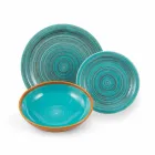 Färgade och moderna tallrikar 18 delar i stengods komplett bordsservice - Egadi Viadurini