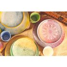 Färgade rätter i porslin och porslin 18 delar serveringsbord - Ipanema Viadurini