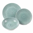 Moderna färgade tallrikar 18 delar komplett bordsservice i Gres - Creta Viadurini