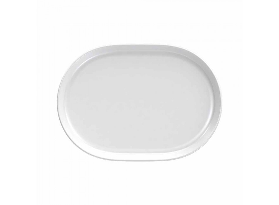 Moderna vita ovala serveringsplattor i porslin 4 stycken - arktiska Viadurini