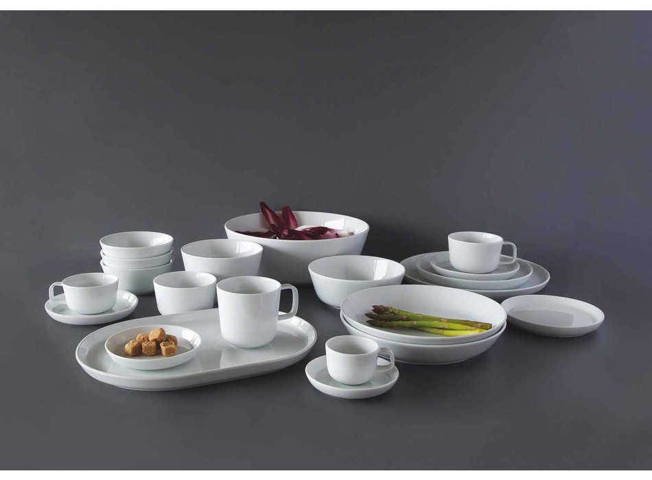 Moderna vita ovala serveringsplattor i porslin 4 stycken - arktiska Viadurini