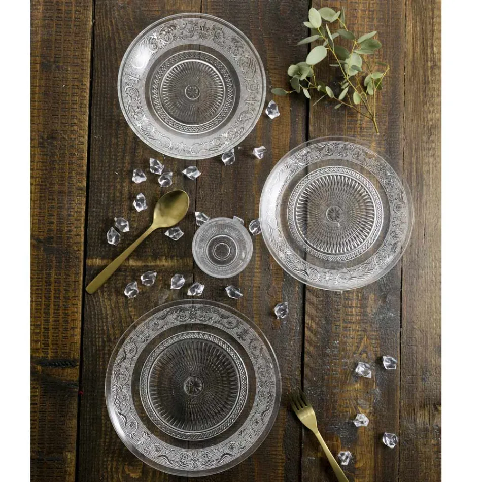 Transparenta glasplattor Lyxig klassisk inredning 18 delar - Palazzo Viadurini