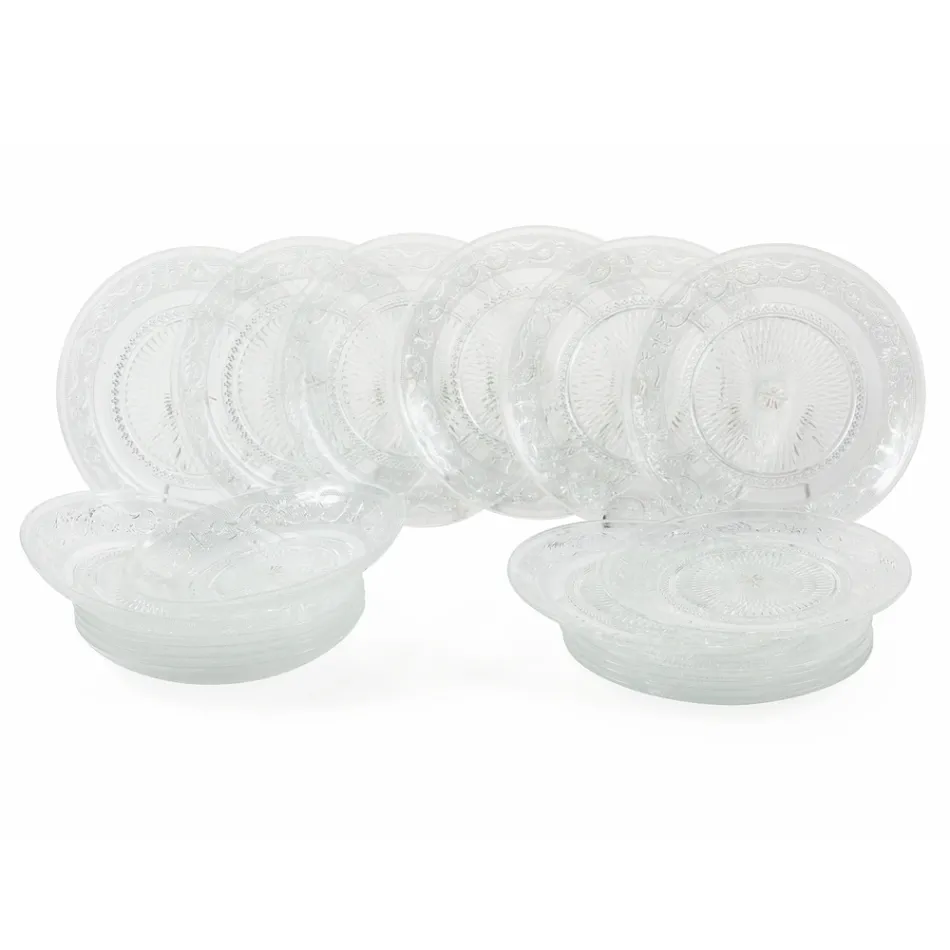 Transparenta glasplattor Lyxig klassisk inredning 18 delar - Palazzo Viadurini