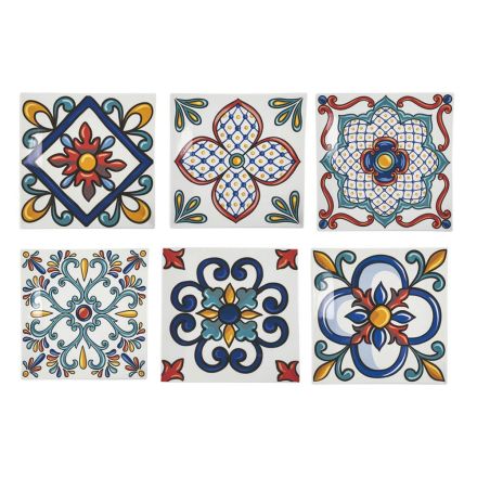 Kvadratiska bordsskivor i färgat porslinsdekorationer 6 delar - Iglesias Viadurini