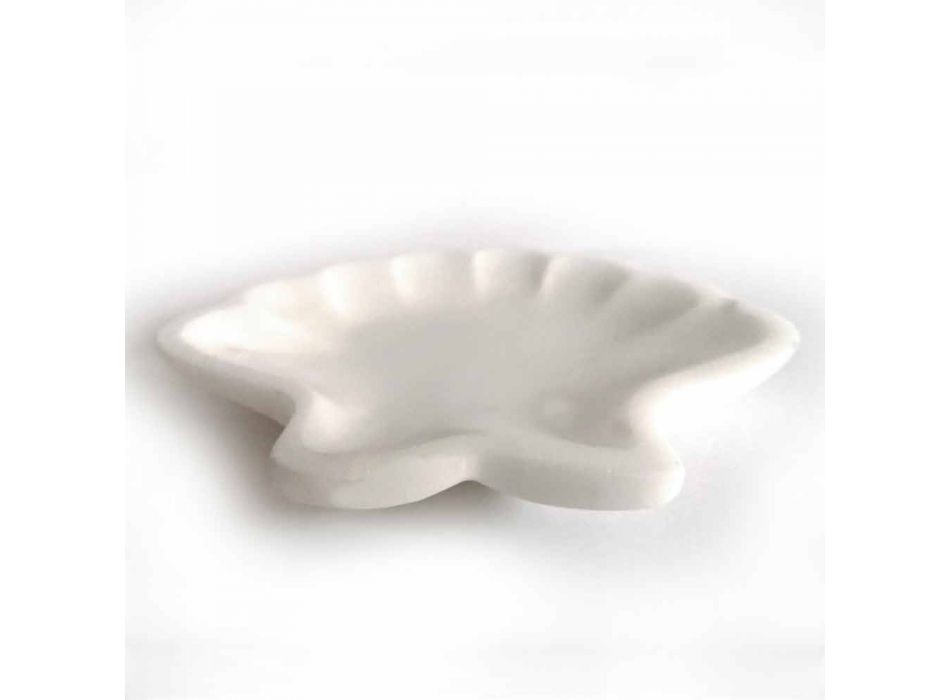 Seashell Design Saucer i sandblästrad staty marmor tillverkad i Italien - Mietta Viadurini