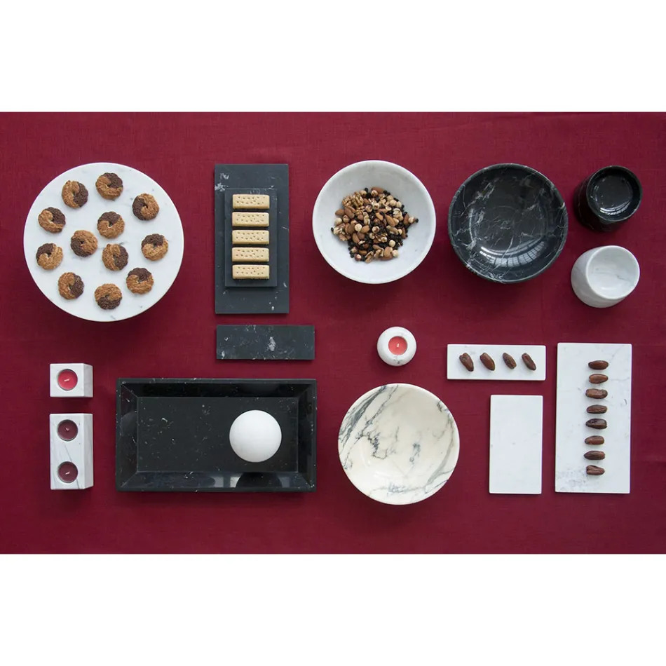 Rund ostplatta i vit eller svart marmor tillverkad i Italien - Kirby Viadurini