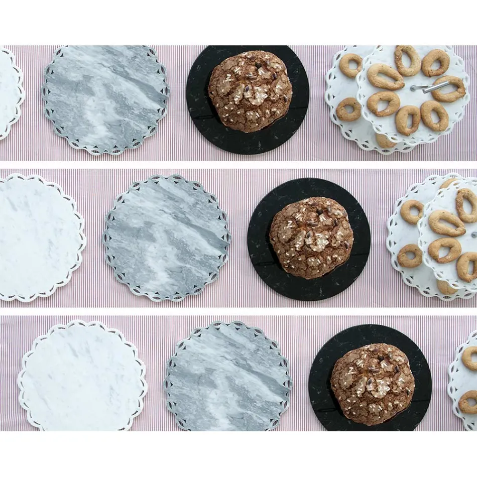 Rund ostplatta i vit eller svart marmor tillverkad i Italien - Kirby Viadurini