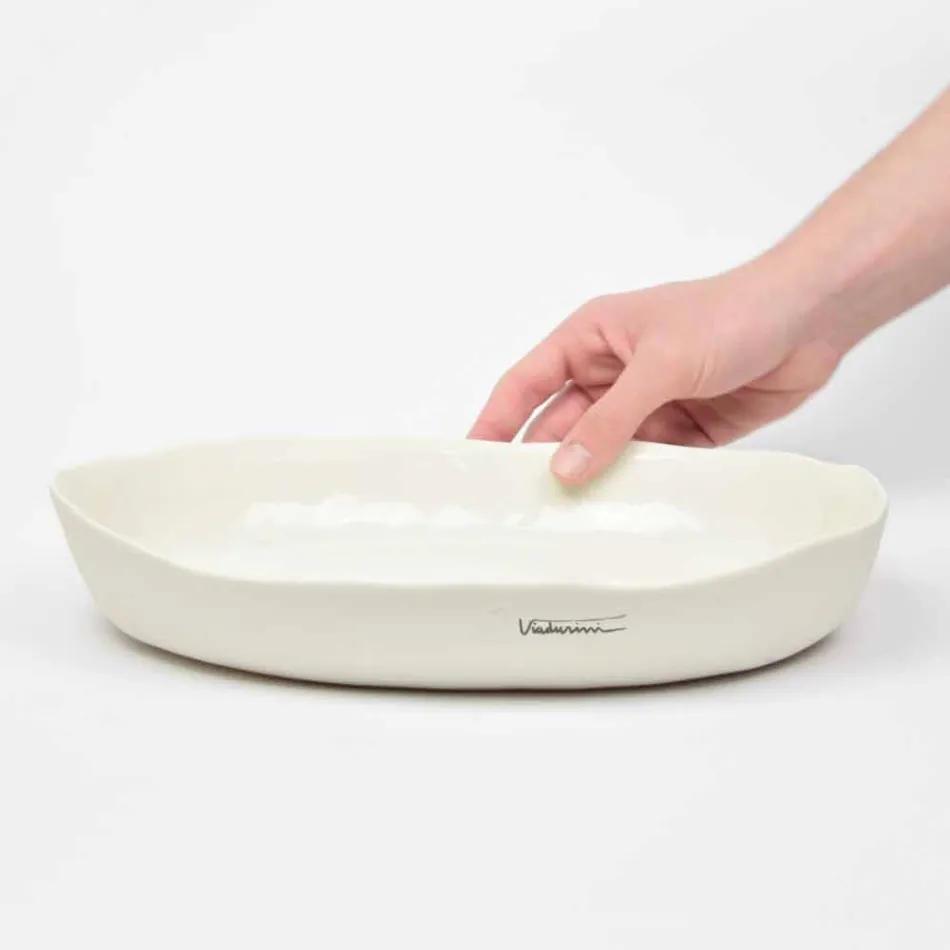 Lyxig design vit porslin oval serveringsplatta - Arcimaesta Viadurini