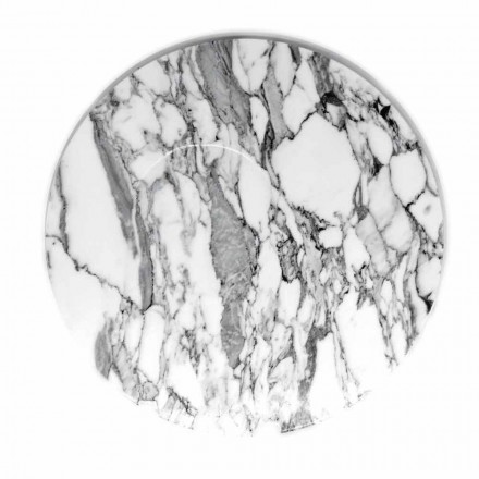 Rund serveringsplatta i vit Carrara-marmor Tillverkad i Italien - Kamil Viadurini