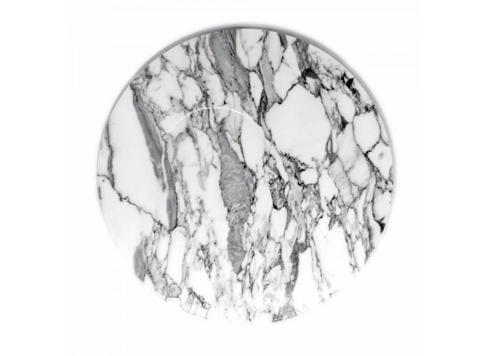 Rund serveringsplatta i vit Carrara-marmor Tillverkad i Italien - Kamil Viadurini