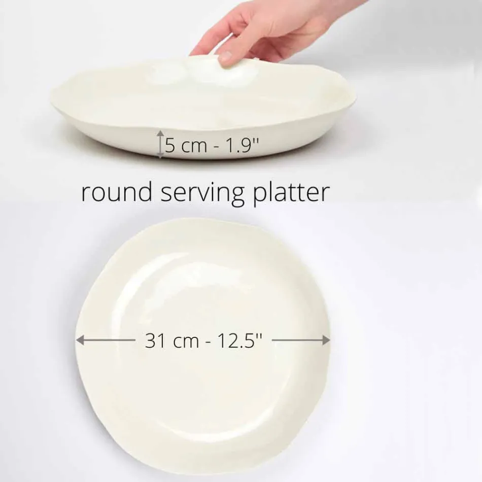 Italiensk lyx vit porslinsrunda serveringsplatta - Arcimaesta Viadurini