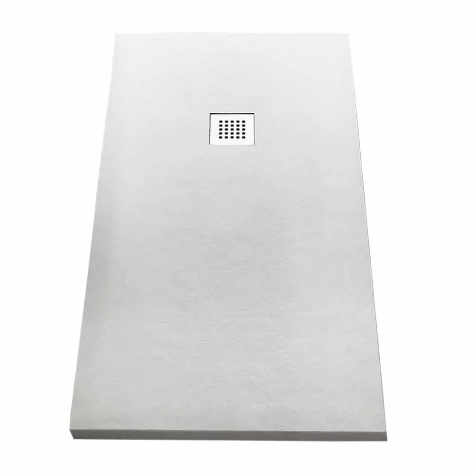 Duschbricka 170x80 i steneffektharts med stålgaller - Domio Viadurini