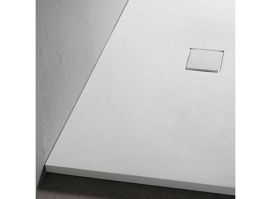 Rektangulär duschbricka med vit sammetseffekt 140x80 cm - Estimo Viadurini