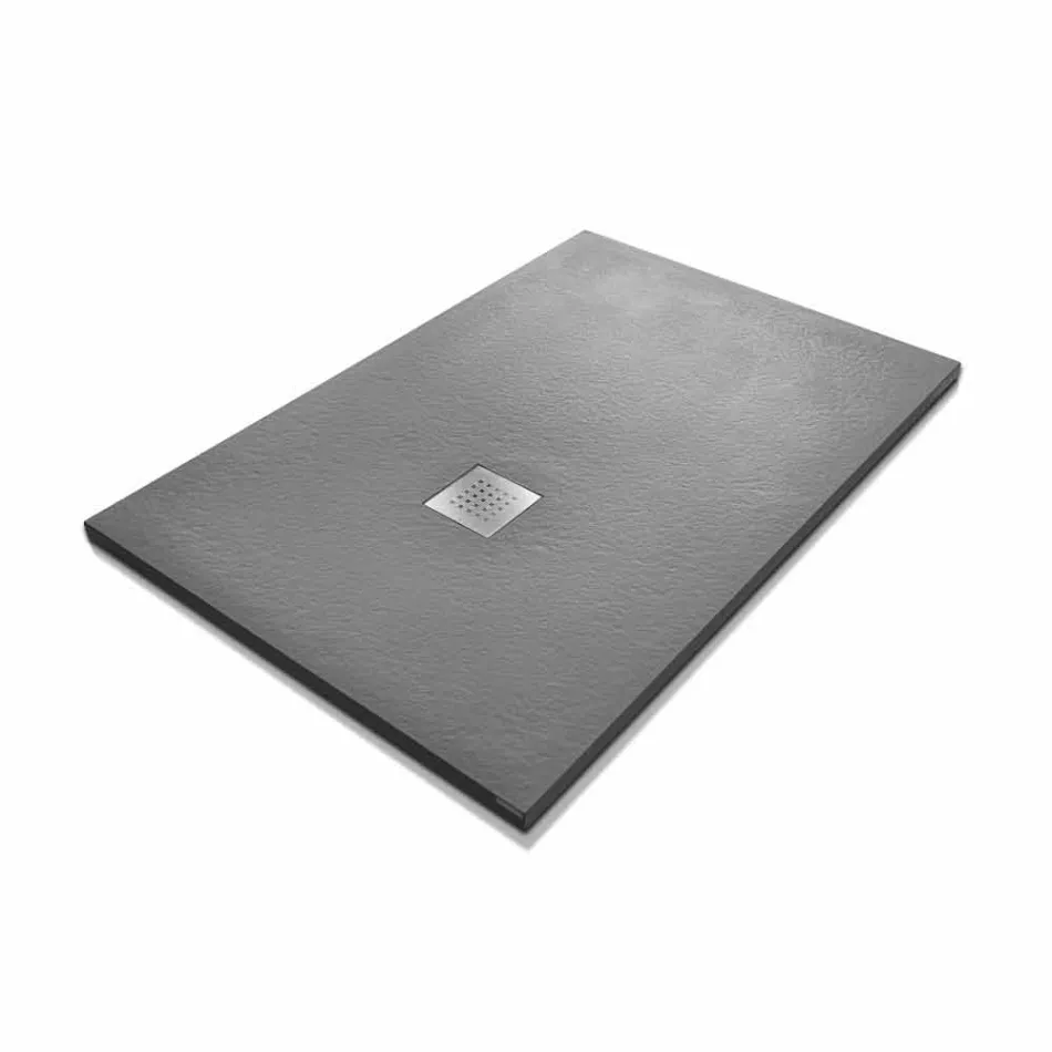 Modernt duschkar 120x80 i hartseffekt sten och stål - Domio Viadurini