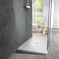 Modernt duschfack 90x70 i vit hartsskiffereffekt - Sommo