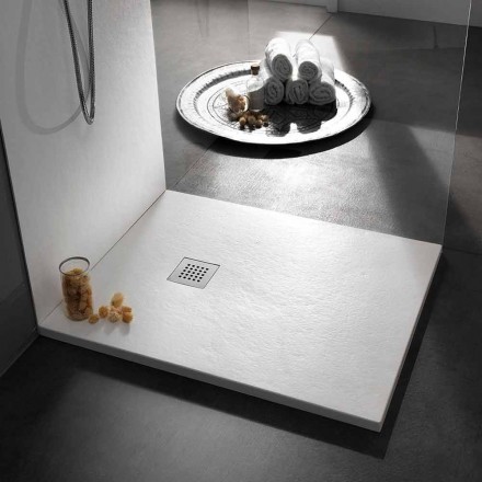 Modernt fyrkantigt duschfack 90x90 i steneffektharts - Domio Viadurini