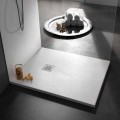 Fyrkantigt duschfack 80x80 i harts med modern steneffektfinish - Domio