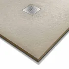 Rektangulär duschbricka 140x80 i harts med stålgaller - Domio Viadurini