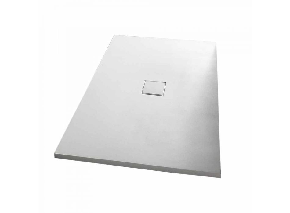 Rektangulär duschbricka 140x90 cm i vit hartssammet - Estimo Viadurini