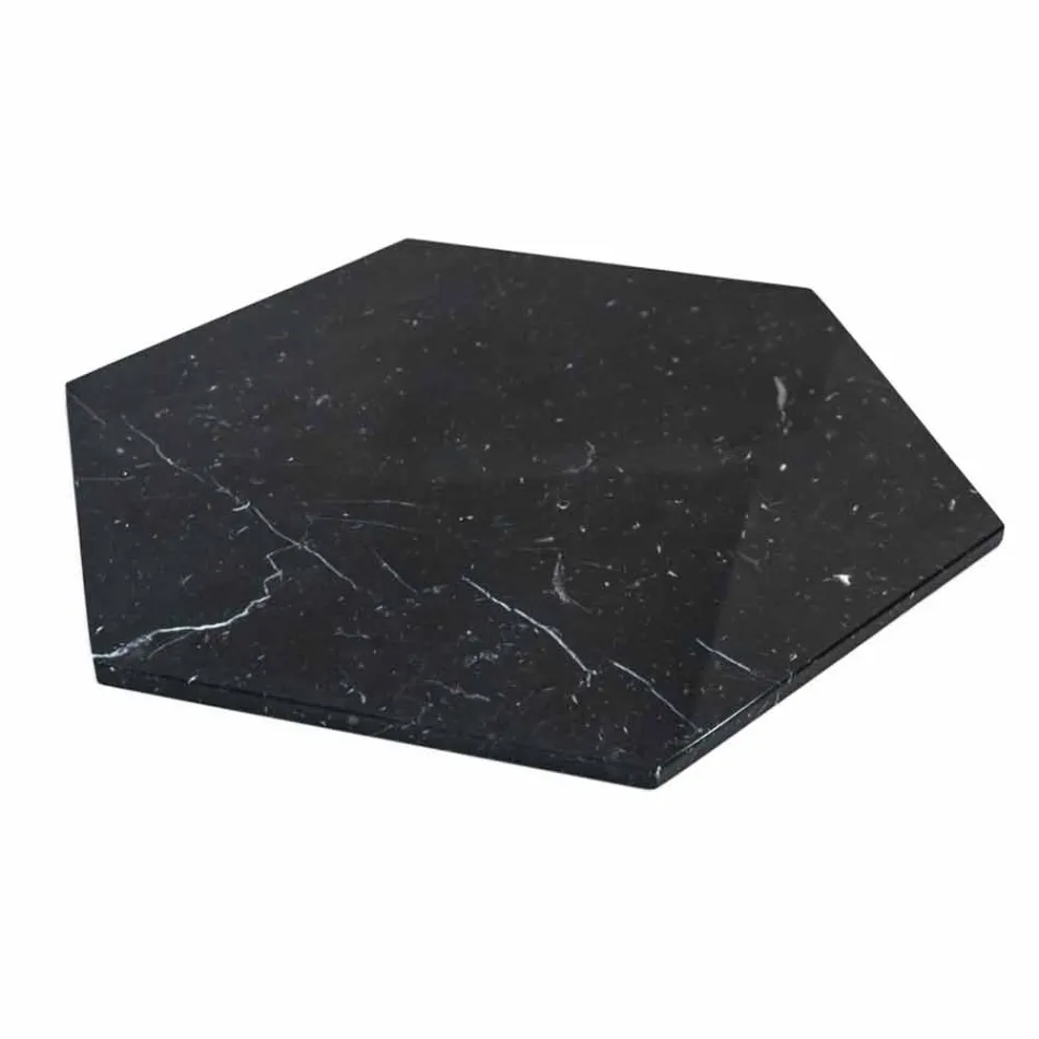 Sexkantig serveringsplatta i vit Carrara-marmor eller svart marquinia - Ludivine Viadurini