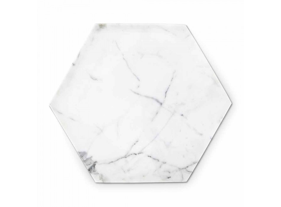Sexkantig designplatta i vit Carrara-marmor tillverkad i Italien - Sintia Viadurini