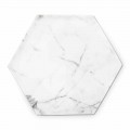 Sexkantig designplatta i vit Carrara-marmor tillverkad i Italien - Sintia