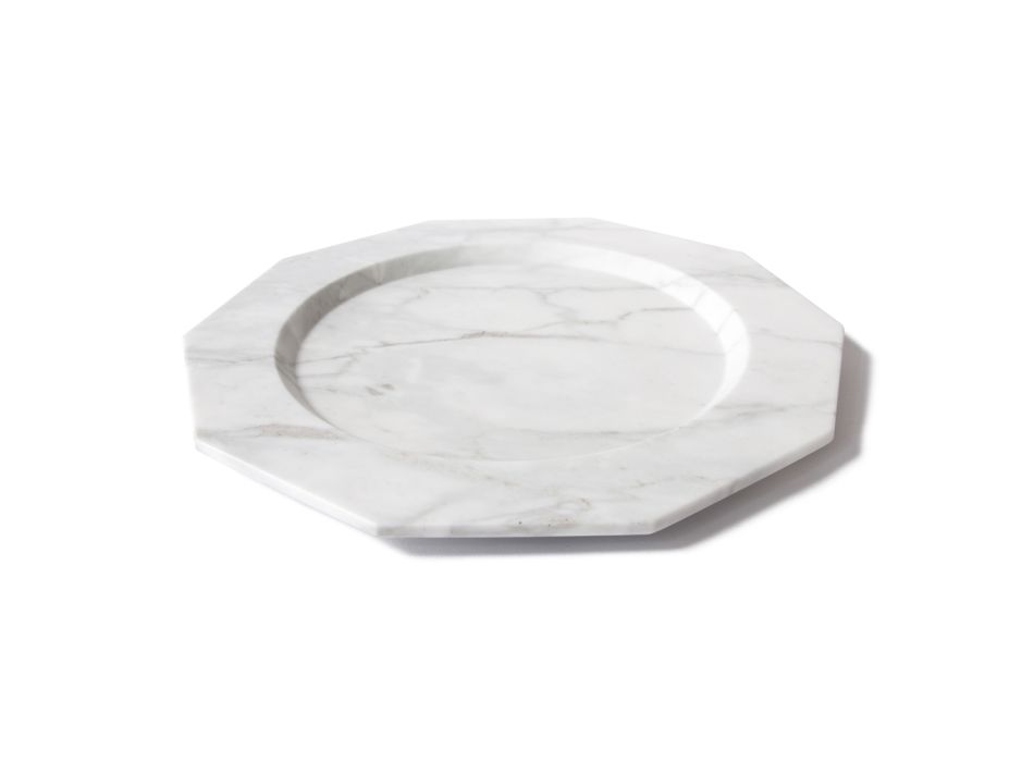 Stor mattallrik i satin Arabescato-marmor av italiensk design - Rhodium Viadurini