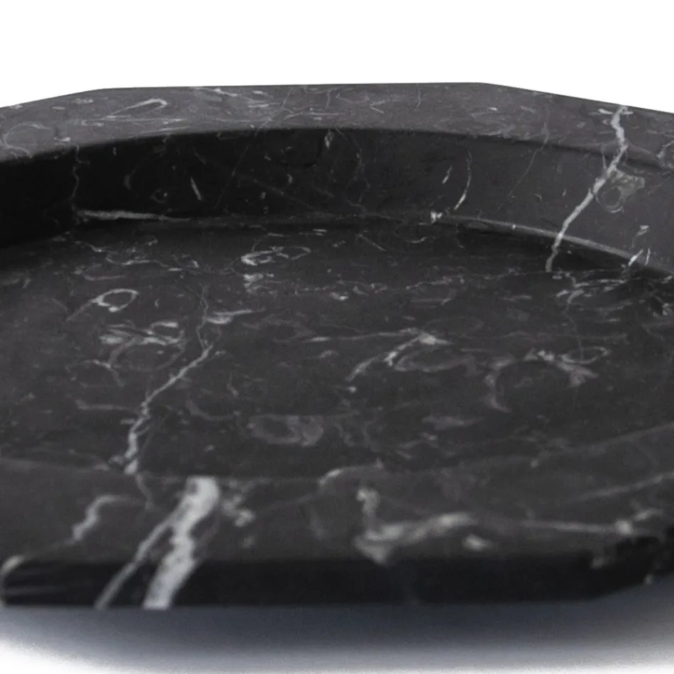 Platt tallrik i satängmarmor Olika ytbehandlingar Italiensk lyxdesign - Rhodium Viadurini