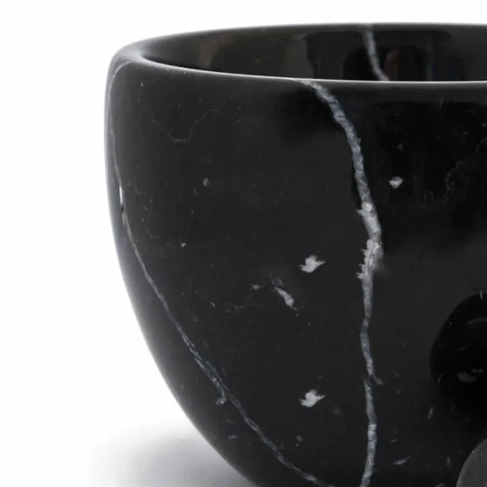 Liten murbruk med stöt i vit Carrara-marmor tillverkad i Italien - Mirel Viadurini